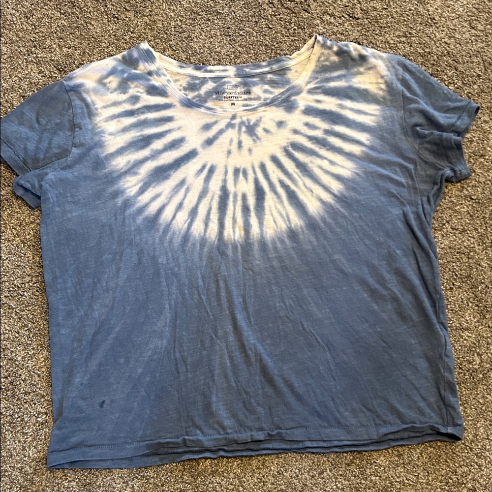 Vineyard Vines: Tie-Dye Scoop Neck Tee - Blue & White
